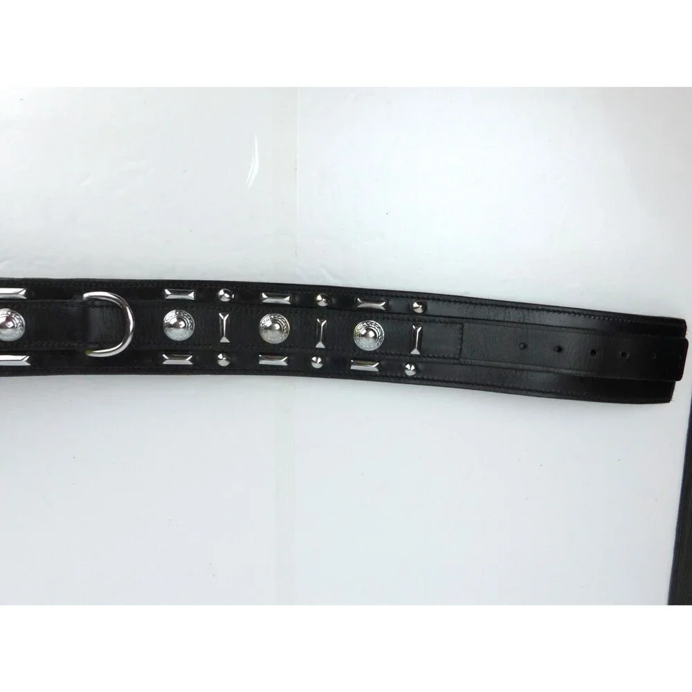 Pet Jewelry Beverly Hills Dog Collar 28” 2.5 Wide Black Leather Studded Y2K NWT